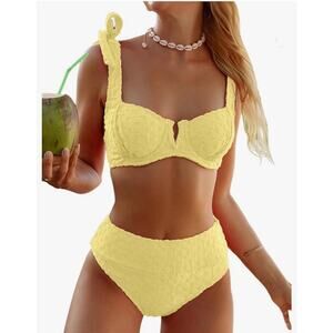 Tie Shoulder High Waisted Bikini